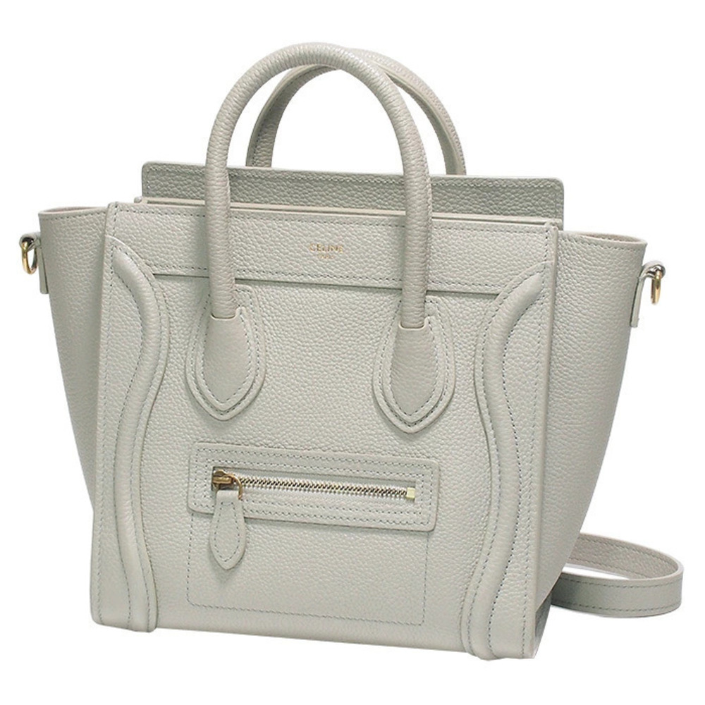 Celine Luggage Shopper Top Handle Bag Leather Silver